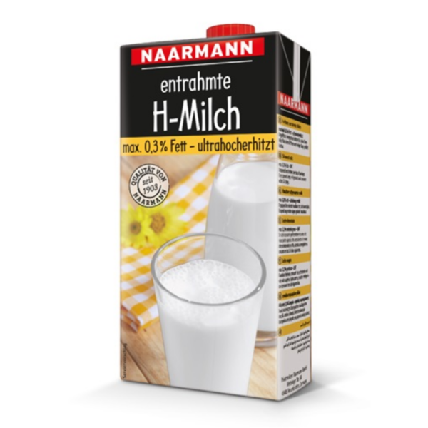 Naarmann magere melk (lang houdbaar) 12 x 1,0 liter - Afbeelding 1