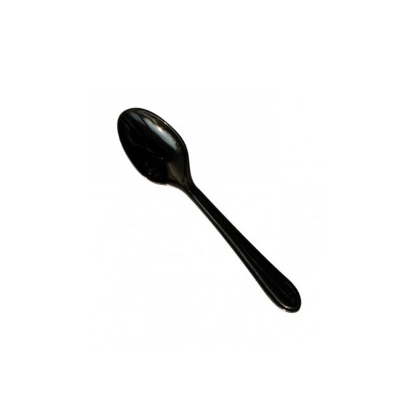 Lepel plastic 17 cm re usable zwart 50 stuks - Afbeelding 1